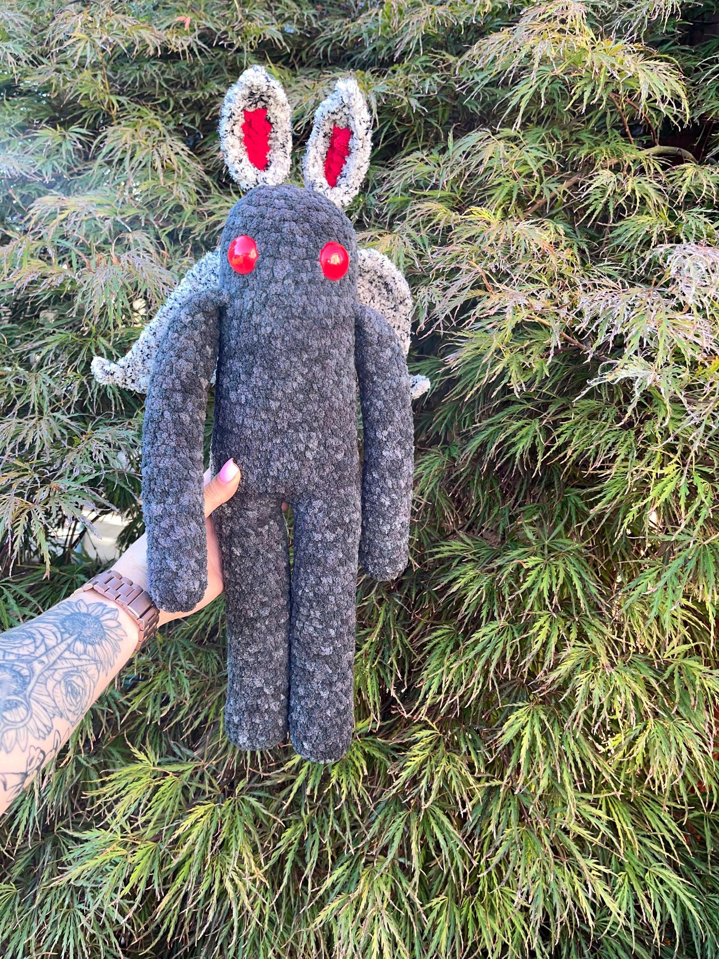 Long Mothman Sock Monkey Inspired Low-Sew Crochet Pattern