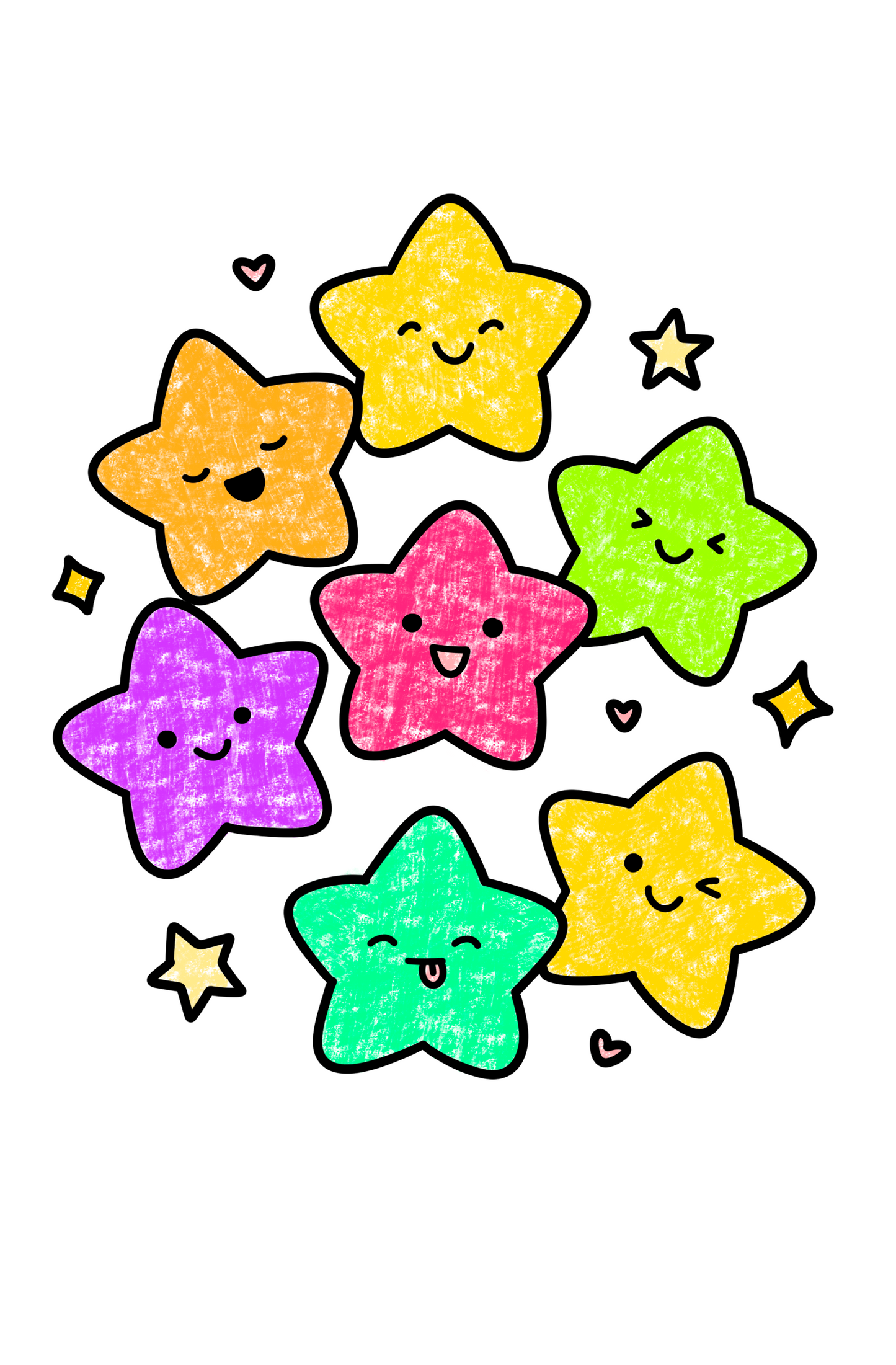 Cute Stars Printable Coloring Page