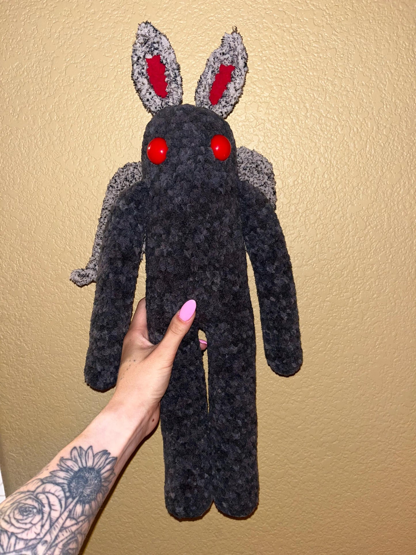 Long Mothman Sock Monkey Inspired Low-Sew Crochet Pattern