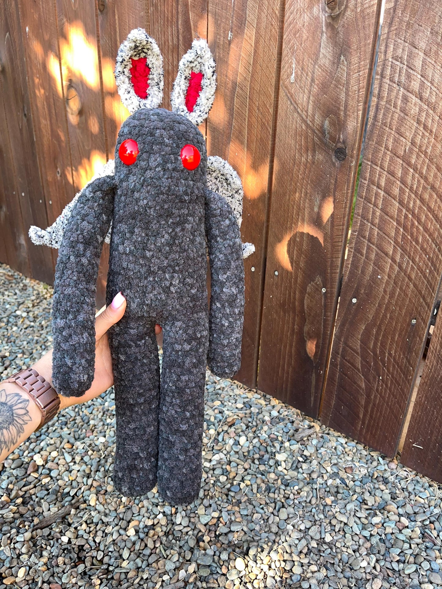 Long Mothman Sock Monkey Inspired Low-Sew Crochet Pattern