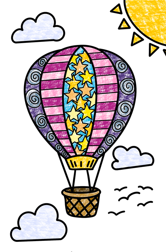 Hot Air Balloon Printable Coloring Page
