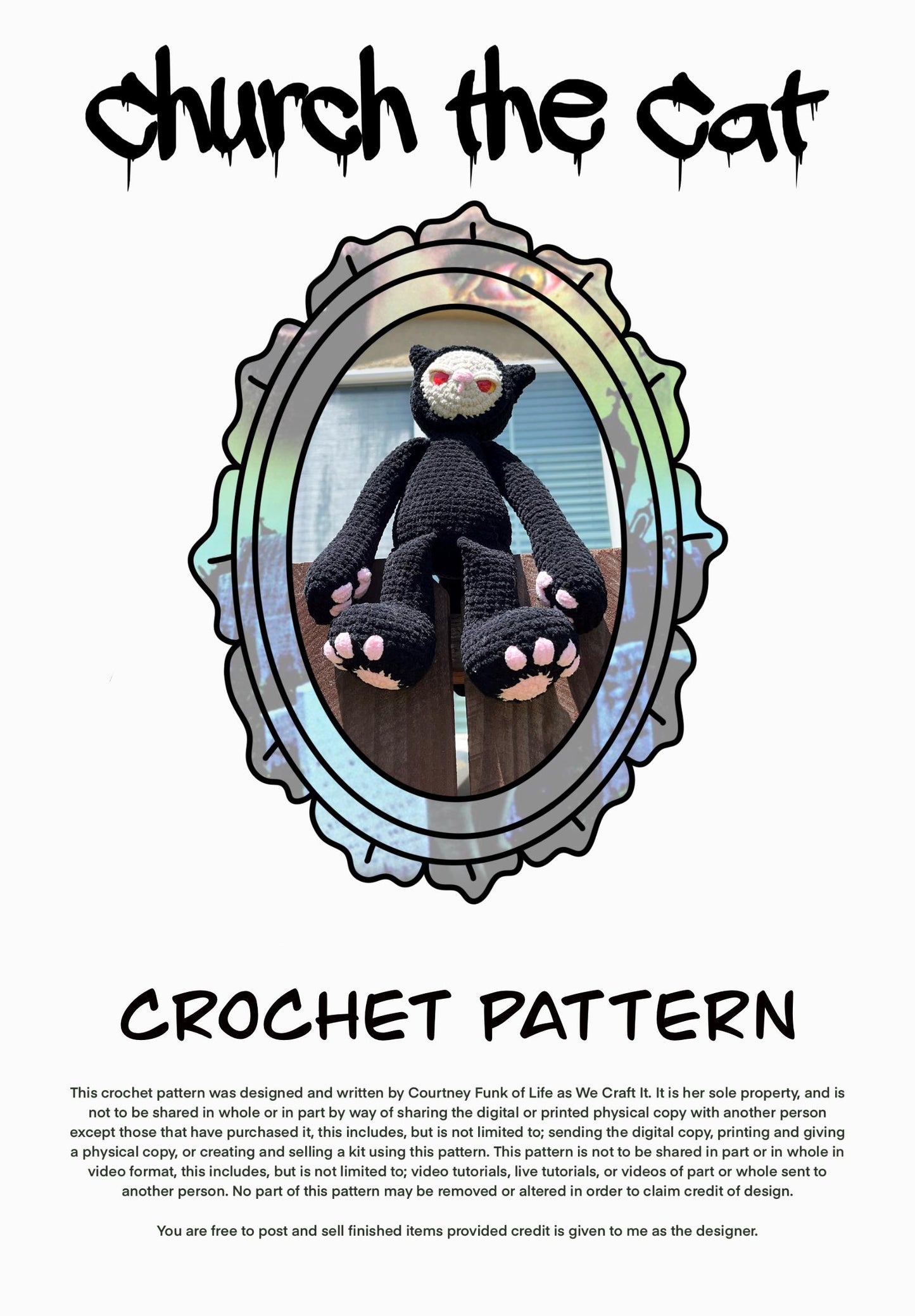 Church The Cat Creepy Cuddler Crochet Pattern