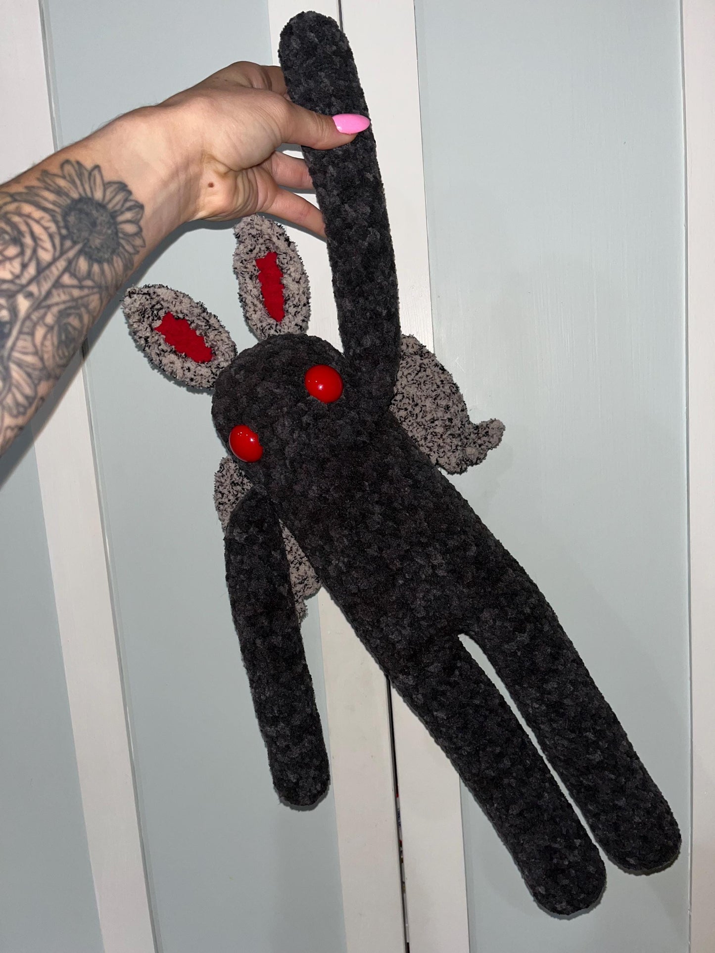 Long Mothman Sock Monkey Inspired Low-Sew Crochet Pattern